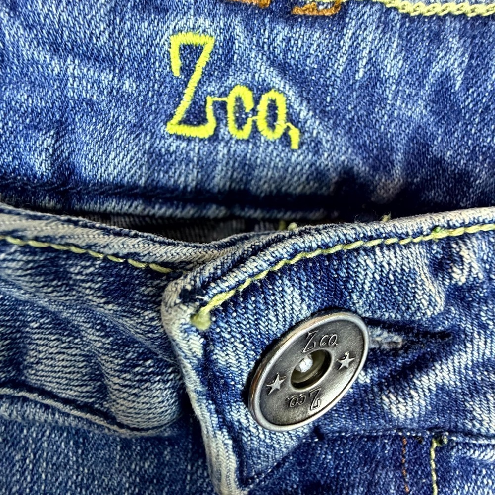 Zco Premium Bootcut Jeans Womens 24 Blue Y2K Denim Beaded Rhinestone Starburst - Picture 8 of 10